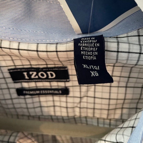 IZOD Premium Men’s Button Up Shirt White and Black - Picture 3 of 5